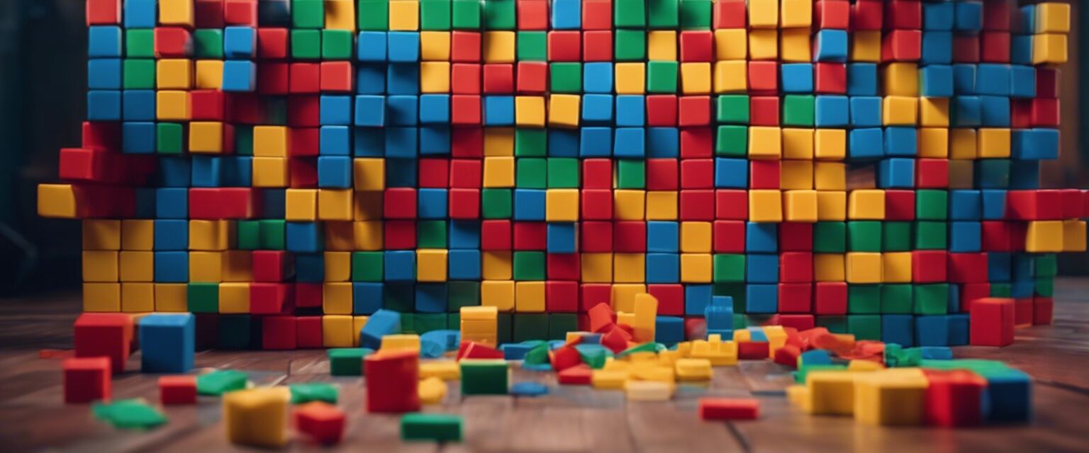 Building blocks arranged for a relay race