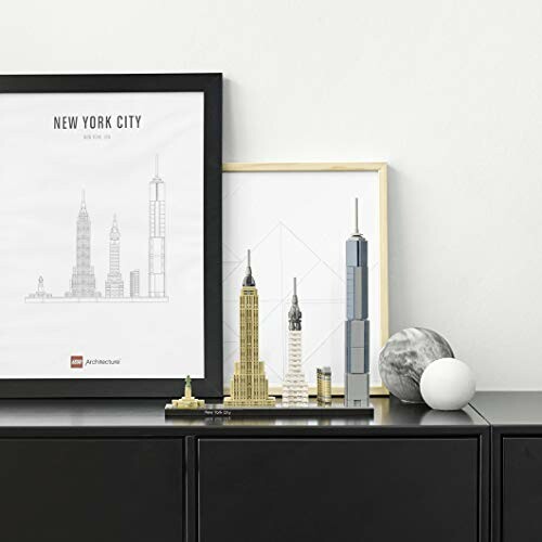 LEGO New York City skyline set with framed city illustrations