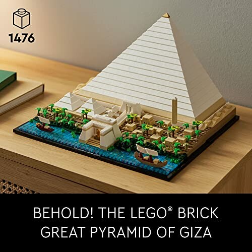 LEGO model of the Great Pyramid of Giza on a table