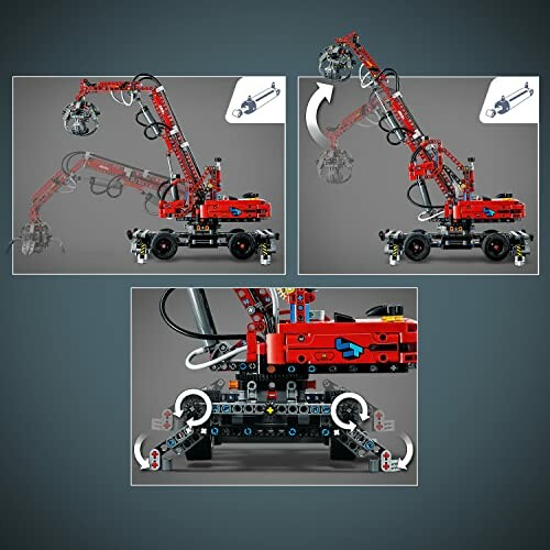 LEGO Technic crane model with movable parts and detailed mechanisms.