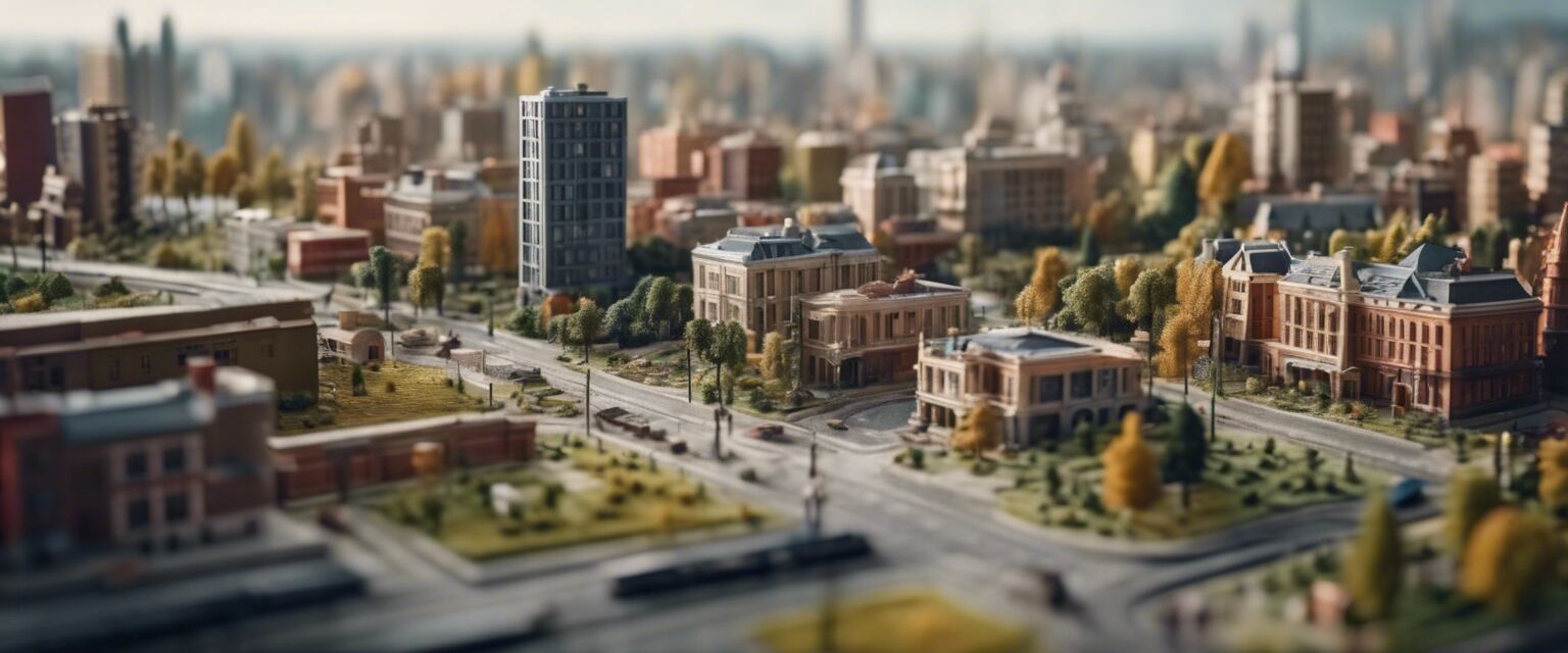 Miniature city made of blocks