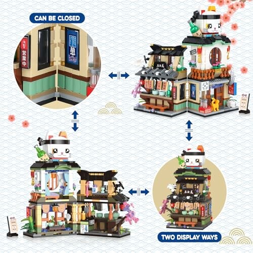 Modular building kit with two display options, open and closed.