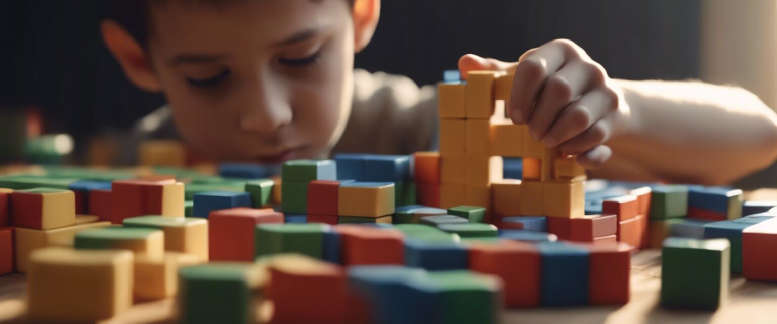 Child manipulating building blocks
