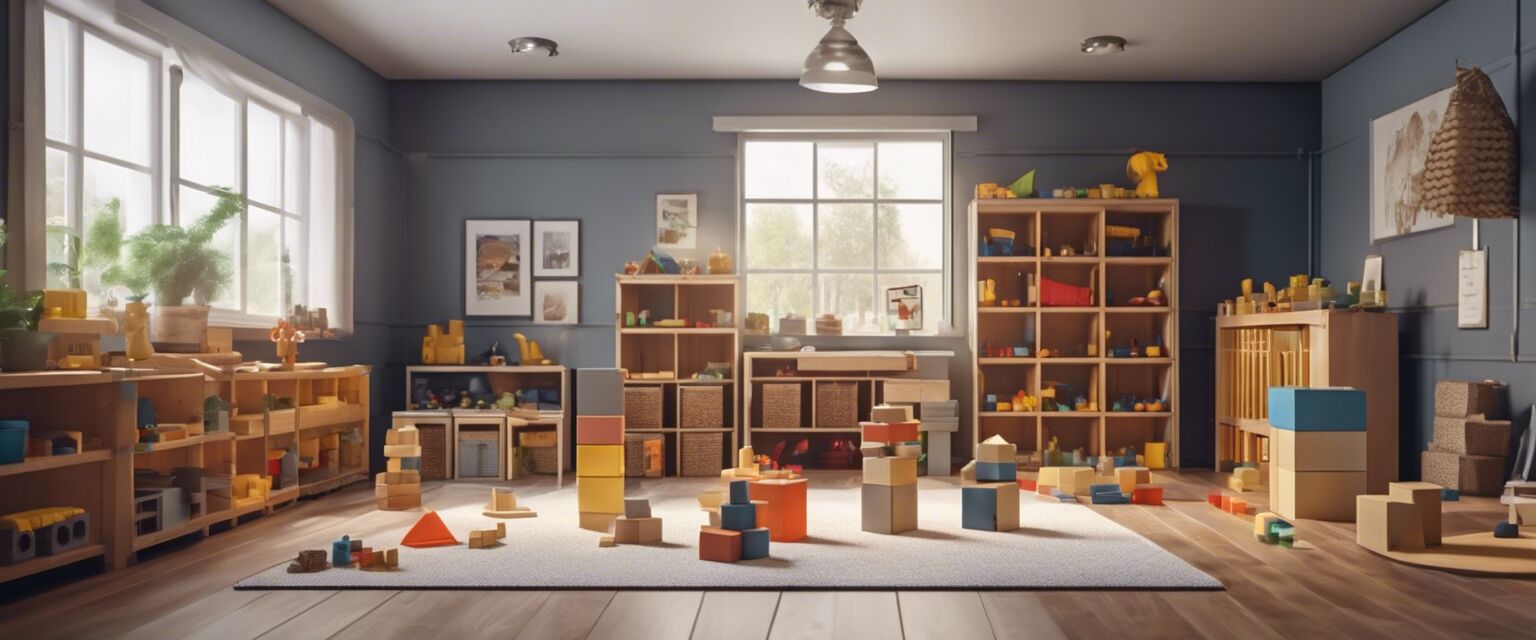 Image of organized building blocks in a play area