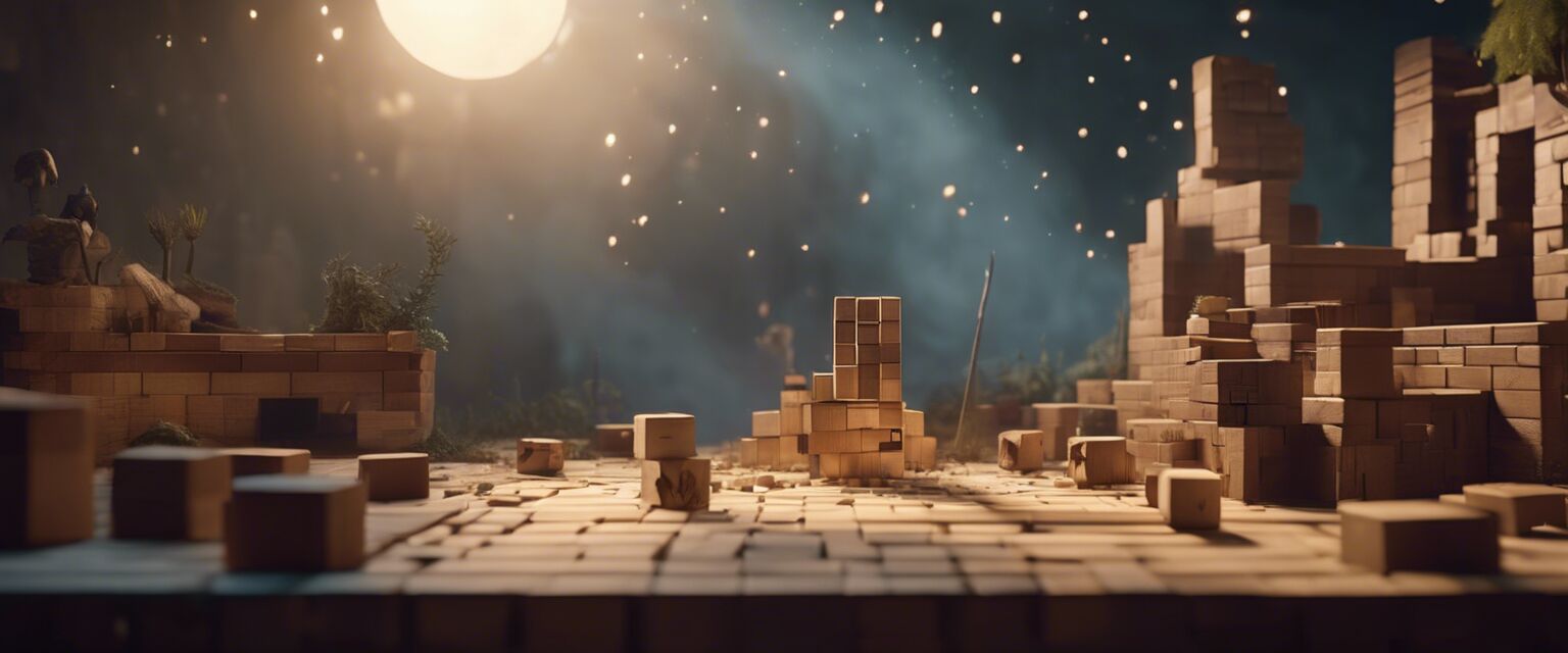 Scene created with building blocks for storytelling